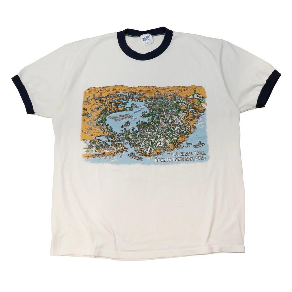 Vintage Us Naval BASE Guantanamo Bay Ringer T-Shirt Size XL
